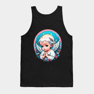 Praying Baby Boy Angel Cherub comic retro vintage Tank Top